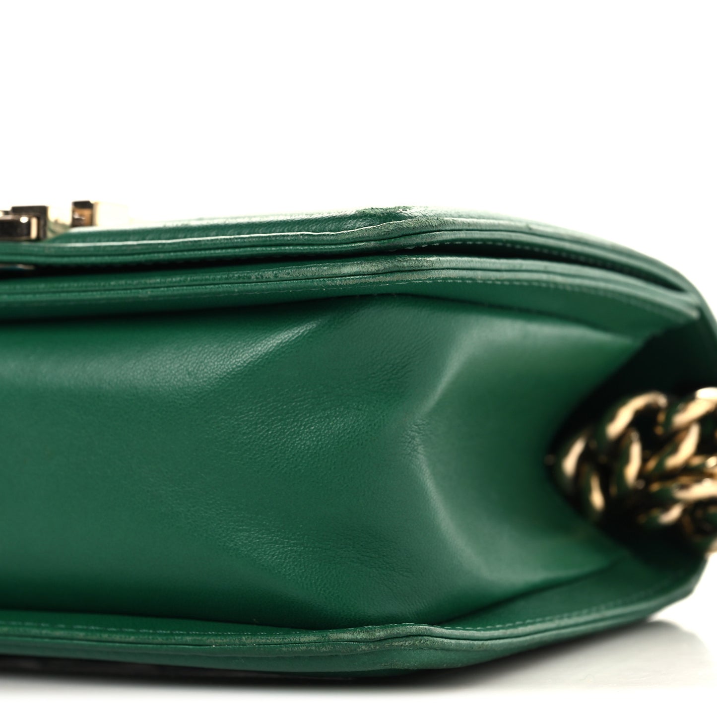 Lambskin Quilted Small Boy Flap Green