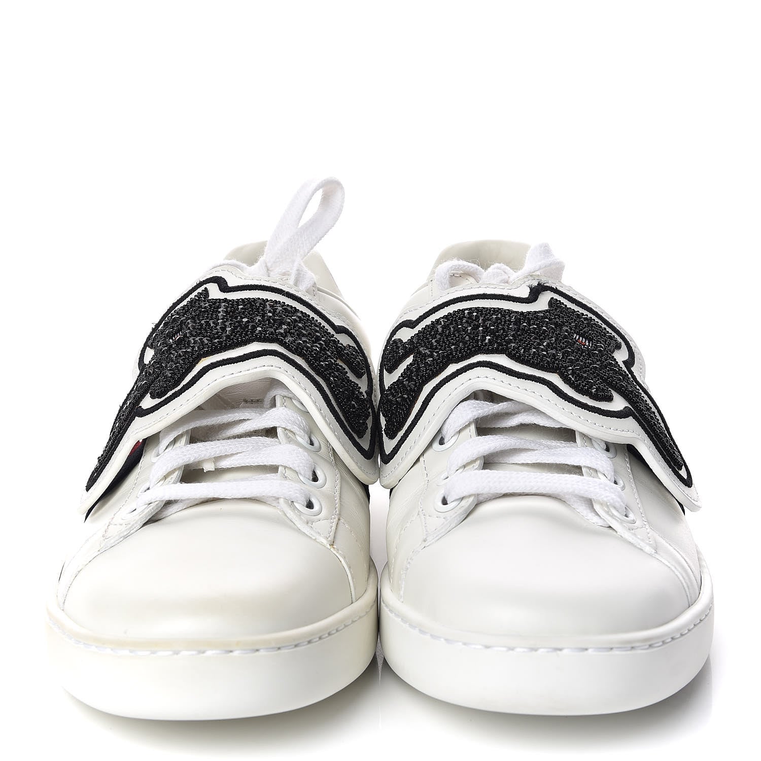Gucci Calfskin Ayers Crystal Panther Embroidered Womens Ace Sneakers 39 White 2 of 9