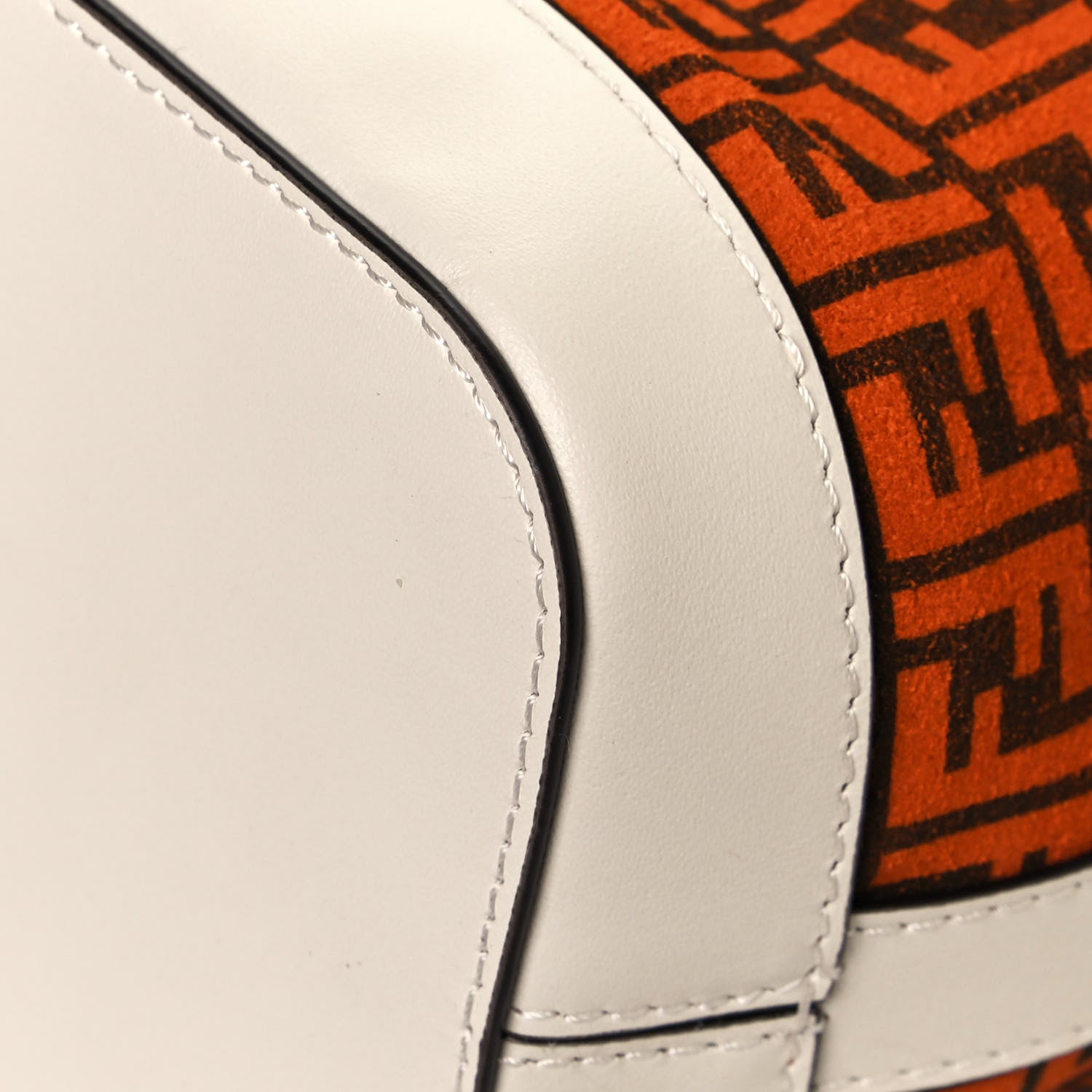 Fendi Suede Vitello King F is Fendi Micro FF Mini Mon Tresor Bucket Bag Arancio Marrone White Ice 10 of 13