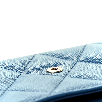 Chanel Caviar Quilted Flap Card Holder On Chain Blue 11 of 11