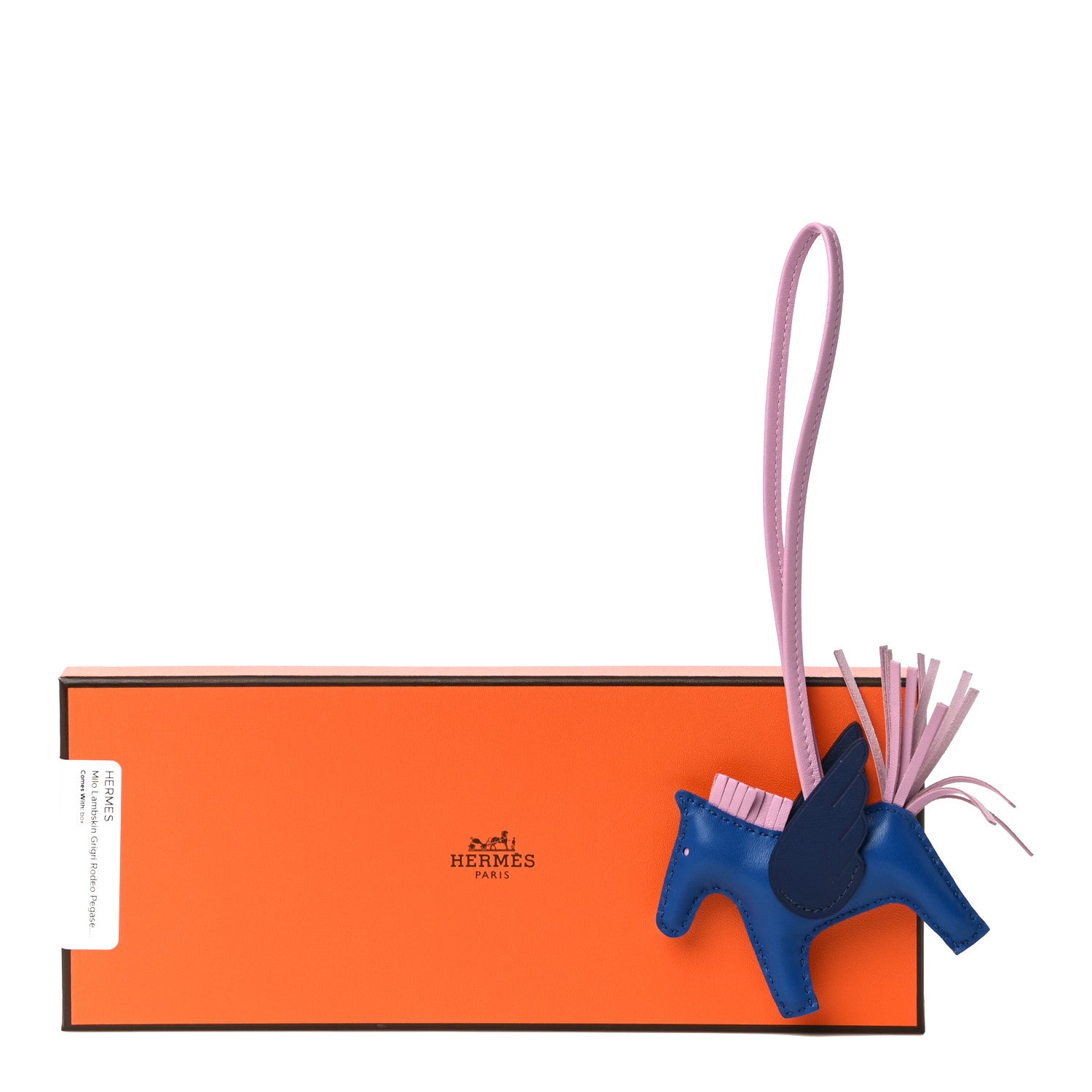 Hermes Milo Lambskin Grigri Rodeo Pegase Horse Bag Charm PM Bleu France Mauve Sylvestre Bleu Saphir 8 of 8