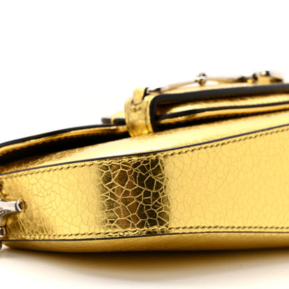 Gucci Metallic Demetra Mini Horsebit 1955 Asymmetric Shoulder Bag Gold 9 of 10