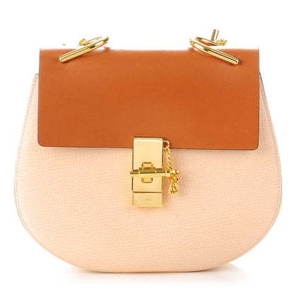 Chloe Grained Calfskin Lambskin Drew Shoulder Bag Powder Beige Caramel 1 of 8