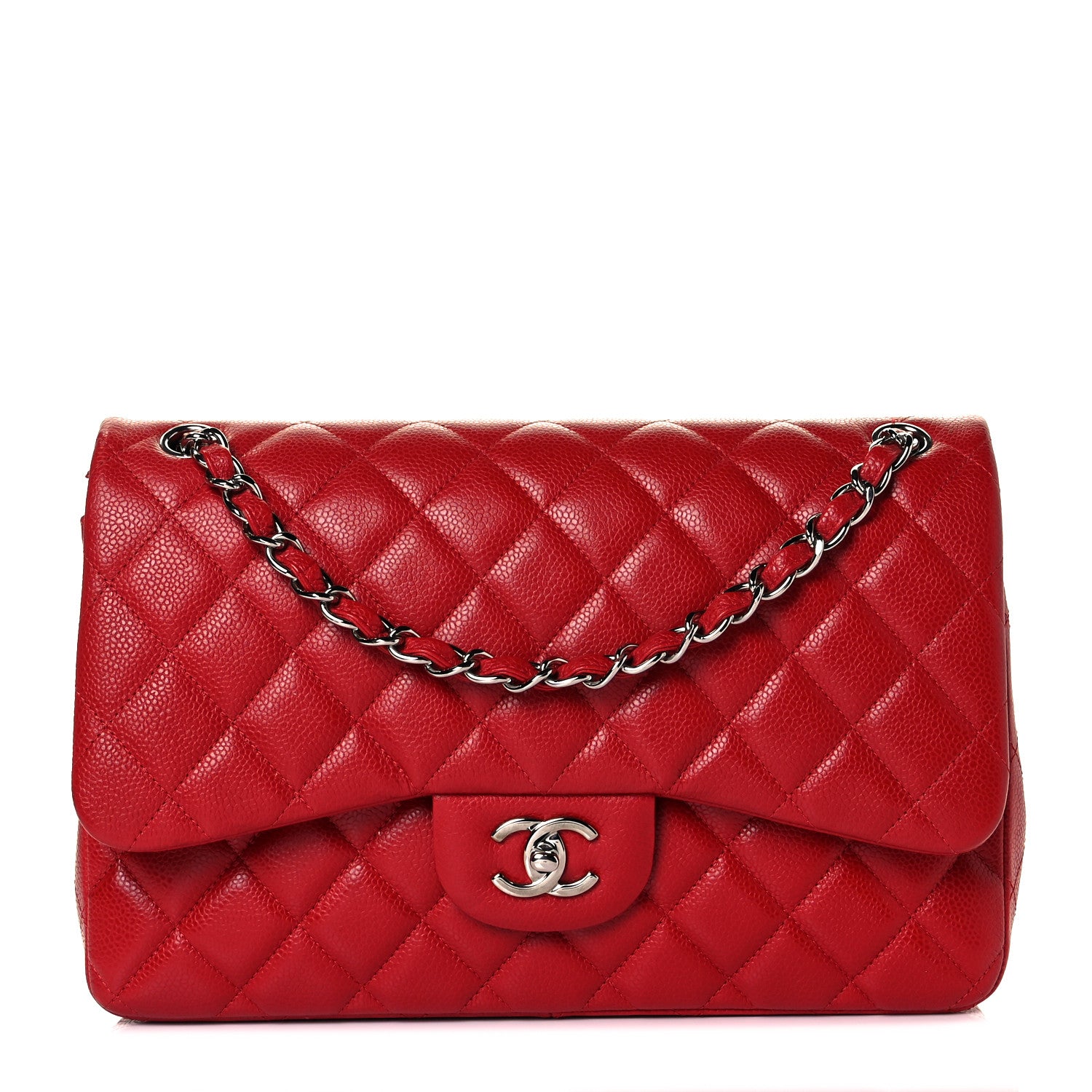 Chanel Caviar Quilted Jumbo Double Flap Red 1 of 11