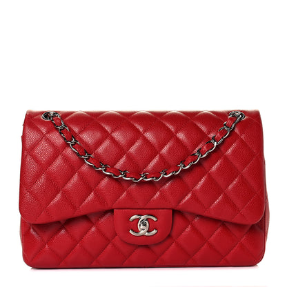 Chanel Caviar Quilted Jumbo Double Flap Red 1 of 11