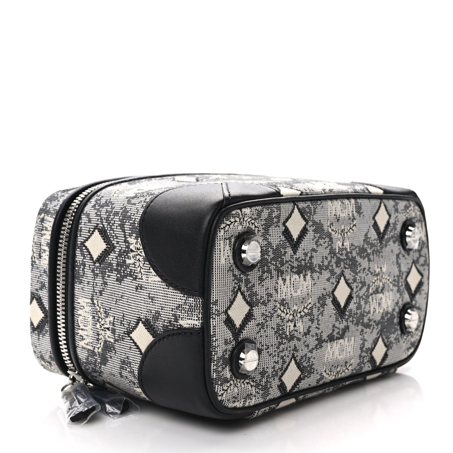 MCM Vintage Jacquard Monogram Rockstar Small Vanity Crossbody Bag Grey 4 of 9