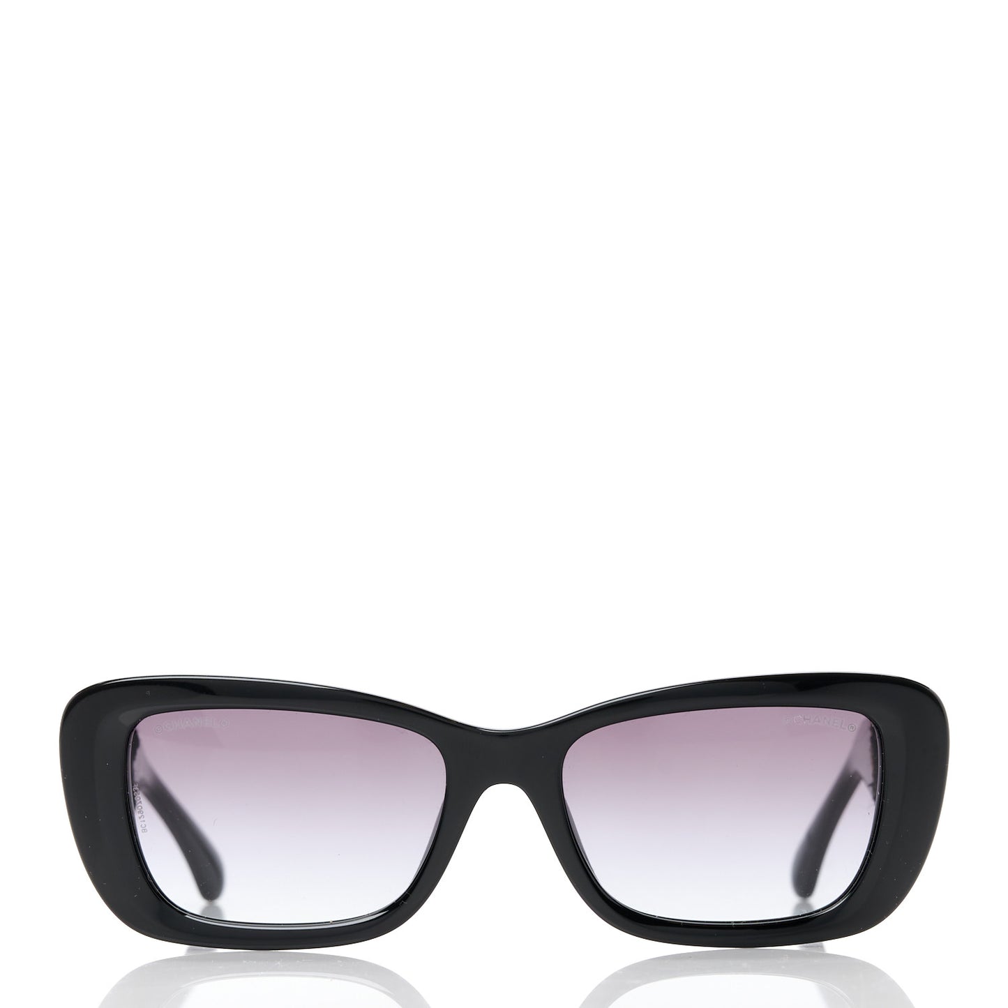 Acetate Tweed Wool CC Rectangle Sunglasses 5514 Black