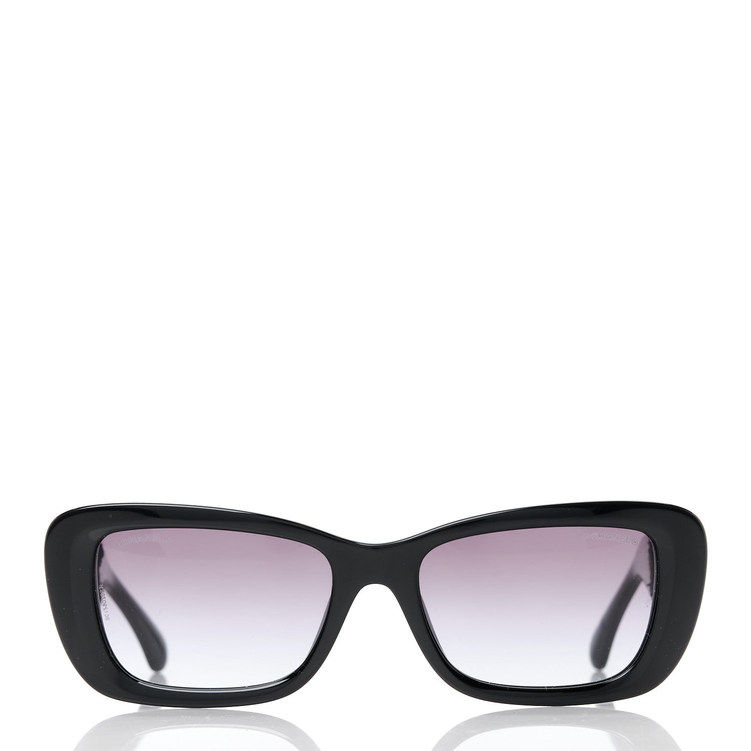 Chanel Acetate Tweed Wool CC Rectangle Sunglasses 5514 Black 2 of 10