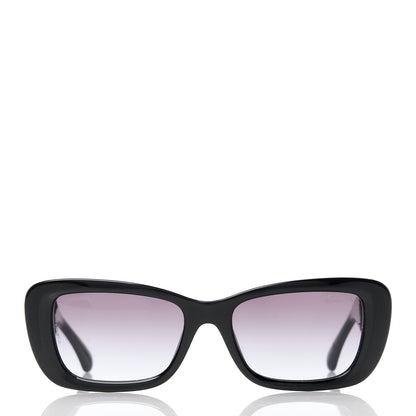 Chanel Acetate Tweed Wool CC Rectangle Sunglasses 5514 Black 2 of 10