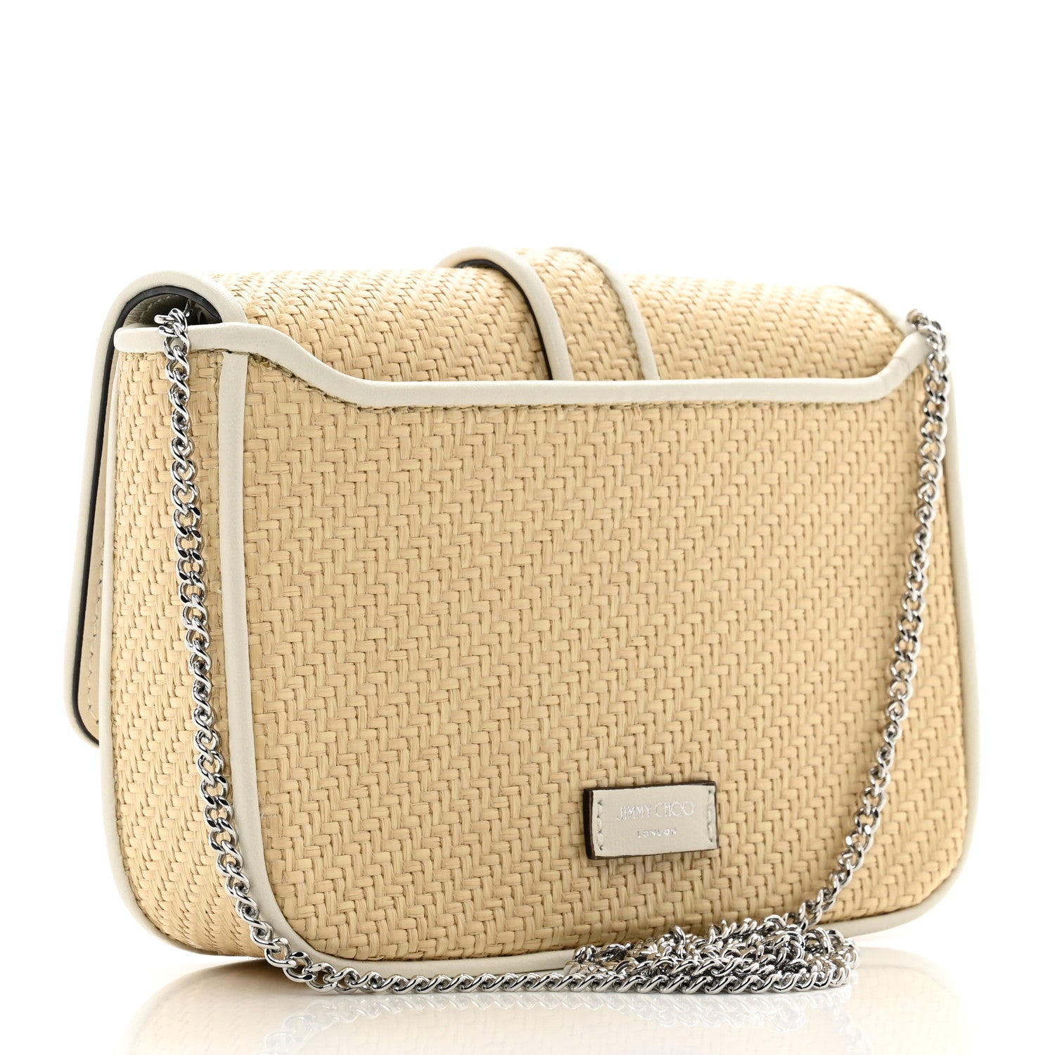 Jimmy Choo Raffia Crystal Cheri Satchel Crossbody Natural Milk 3 of 9