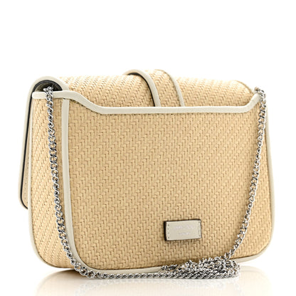 Jimmy Choo Raffia Crystal Cheri Satchel Crossbody Natural Milk 3 of 9