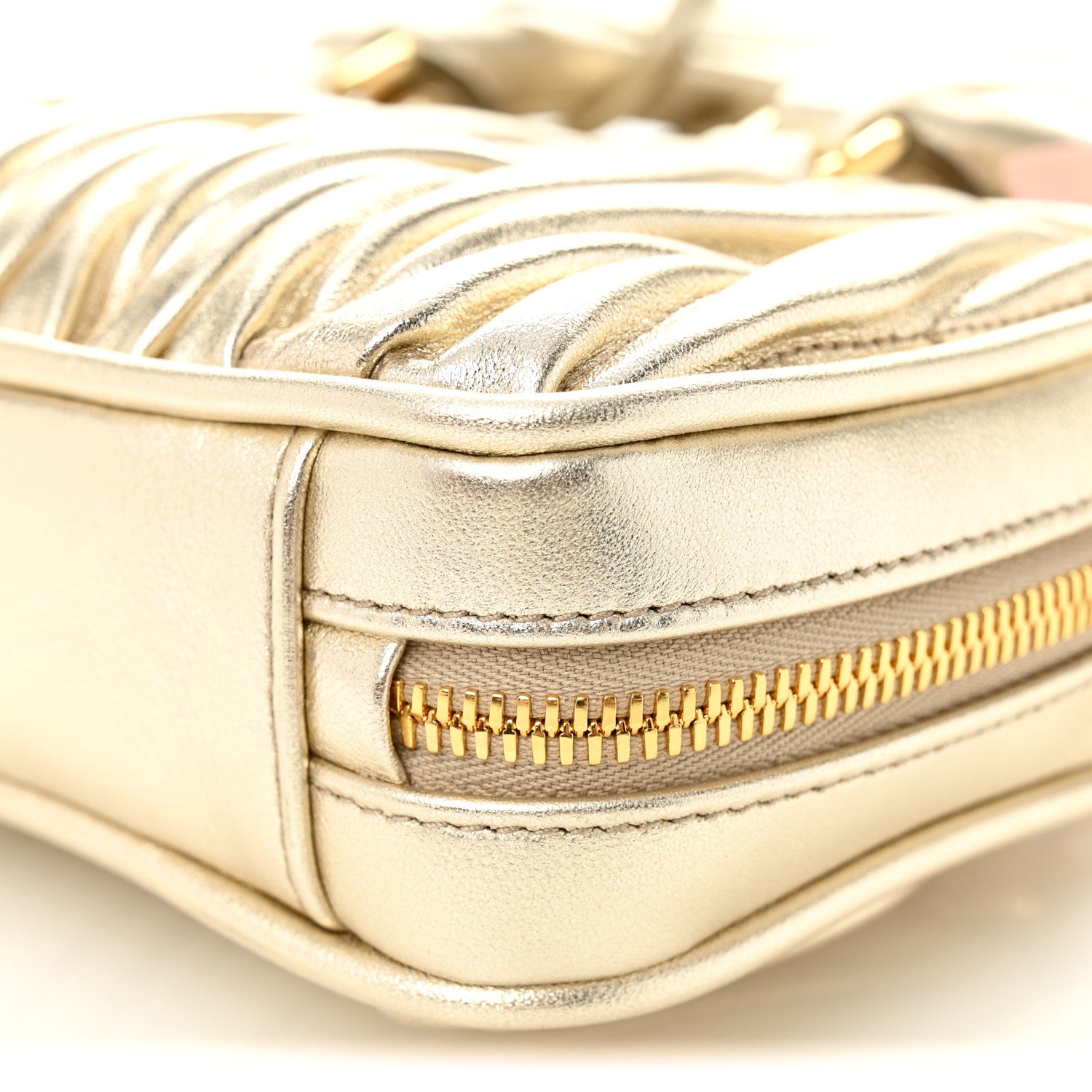 Miu Miu Metallic Nappa Matelasse Mini Arcadie Top Handle Bag