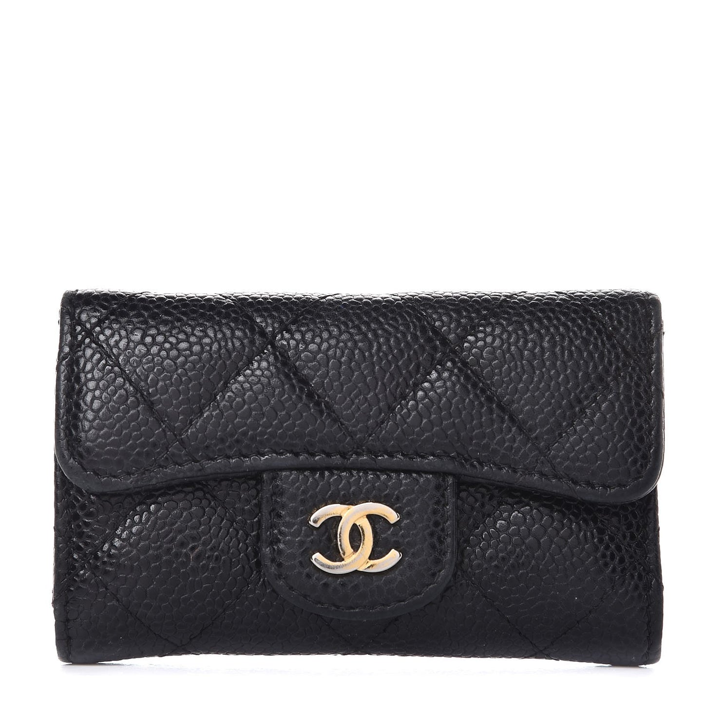 Caviar Quilted 6 Key Holder Black