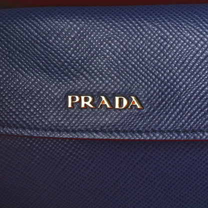 Prada Saffiano Cuir Medium Double Bag Bleuette Rosso 6 of 12