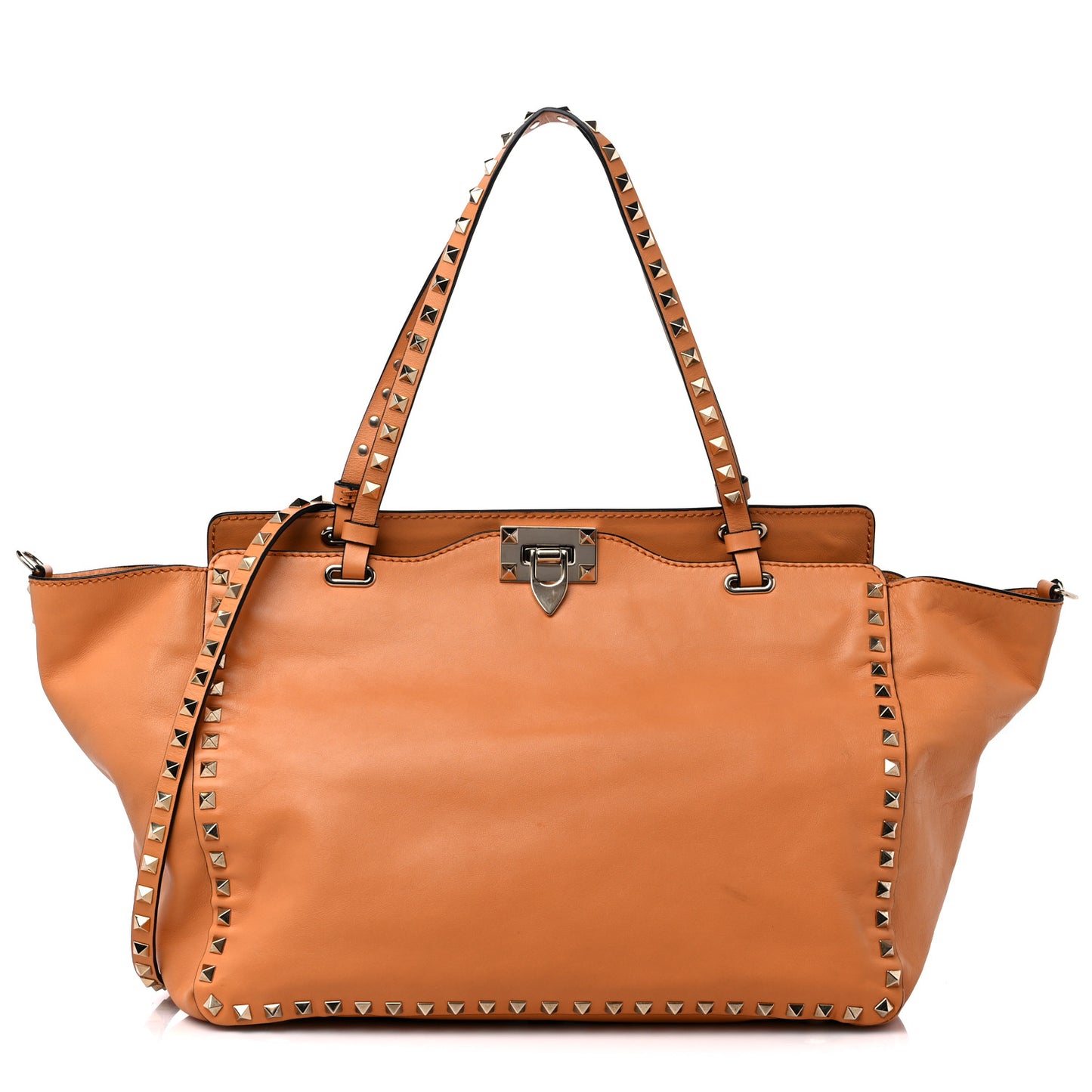 Vitello Medium Rockstud Tote Orange Fluo