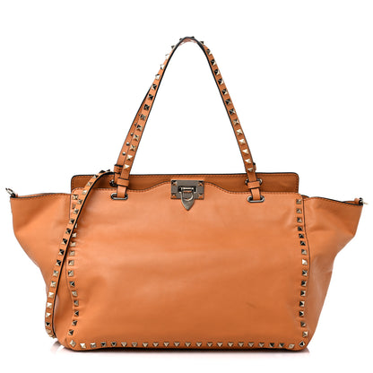 Valentino Garavani Vitello Medium Rockstud Tote Orange Fluo 1 of 7