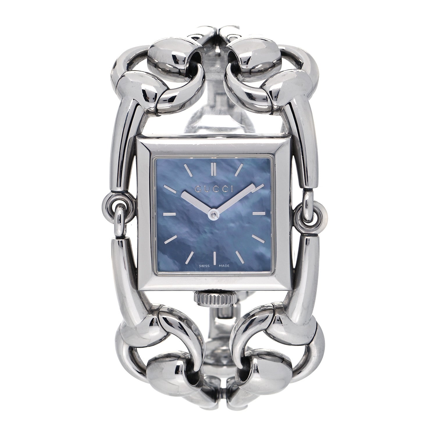 Gucci Stainless Steel Blue Mother of Pearl 25mm Signoria Quartz Watch 1 of 8