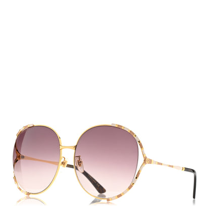 Gucci Metal Round Frame GG0595S Sunglasses Gold Brown 1 of 8
