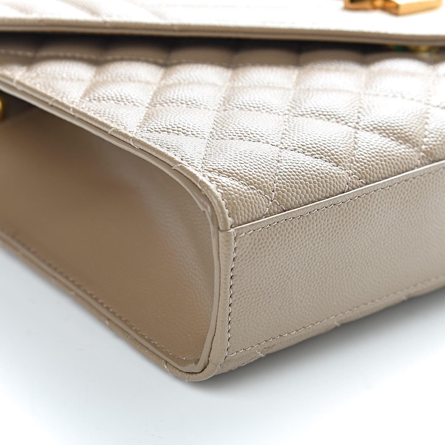 Saint Laurent Grain De Poudre Textured Mixed Matelasse Medium Triquilt Monogram Satchel Taupe 8 of 11