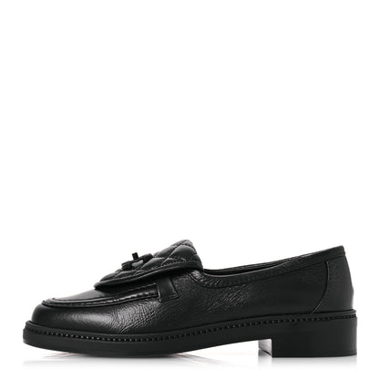 Chanel Crumpled Lambskin Quilted CC Turnlock Loafers 37 Black 1 of 11