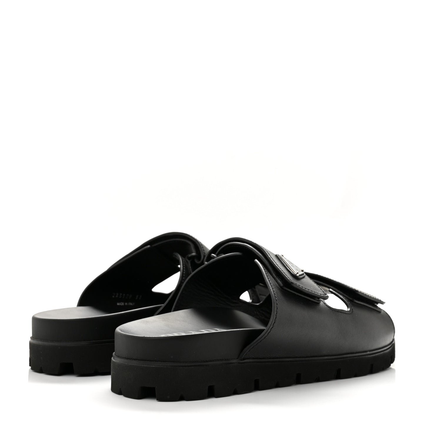 Vitello Sport Triangle Logo Mens Strap Sandals 11 Black