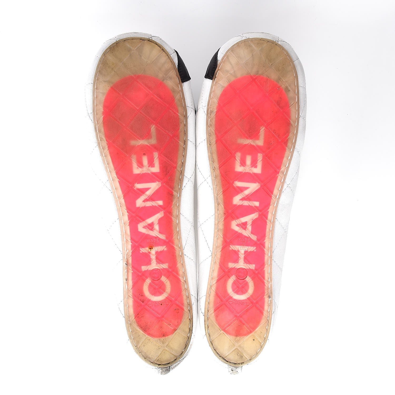 Chanel Lambskin Quilted Cambon Ballerina Flats 41 White Black 6 of 10
