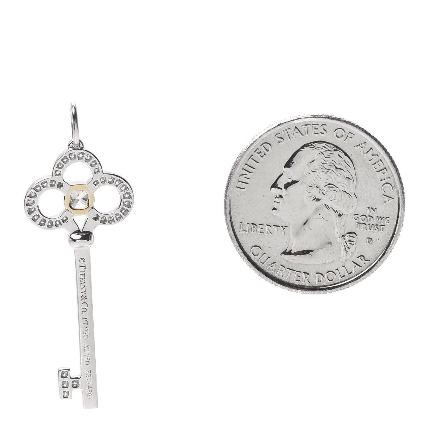 Platinum 18K Yellow Gold Yellow Diamond Crown Key Pendant