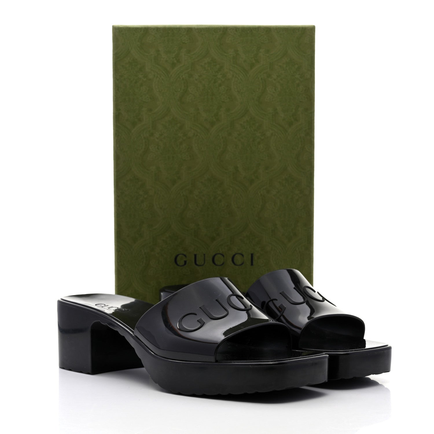 Gucci Rubber Gucci Logo Womens Platform 20/60mm Slide Sandals 41 Black 9 of 9
