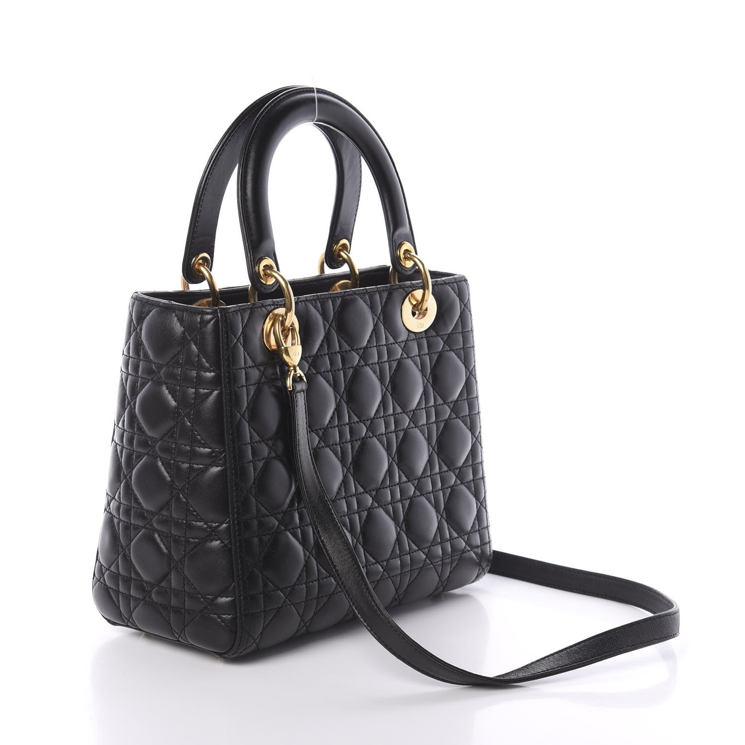 Christian Dior Lambskin Cannage Medium Lady Dior Black 2 of 7