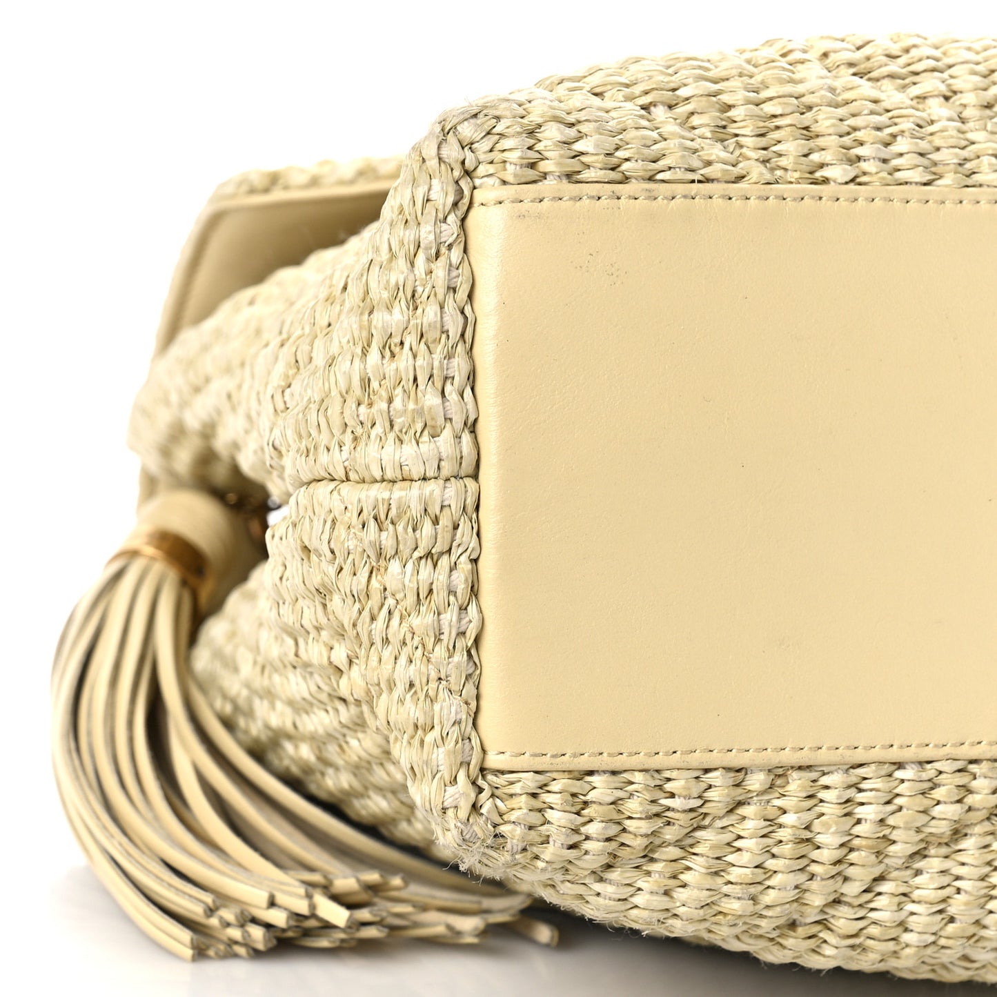 Straw Matelasse Chevron Monogram Large College Satchel Natural