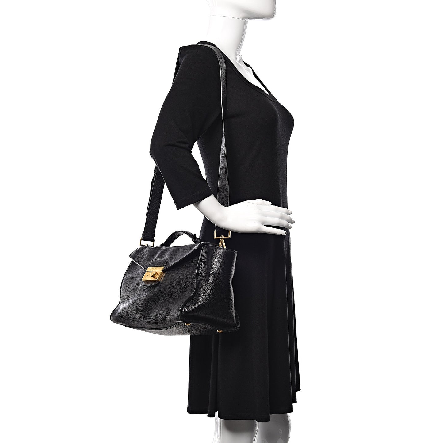 Vitello Daino Sound Twin Pocket Satchel Black
