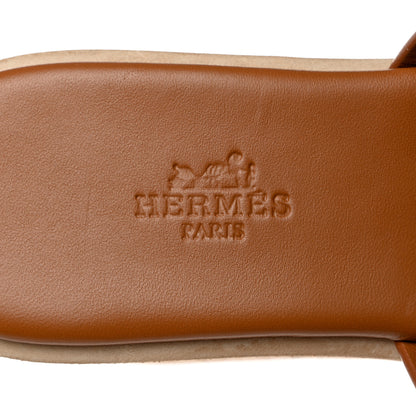 Hermes Calfskin Cork Eze 30 Sandals 36 Marron Glaise 7 of 10