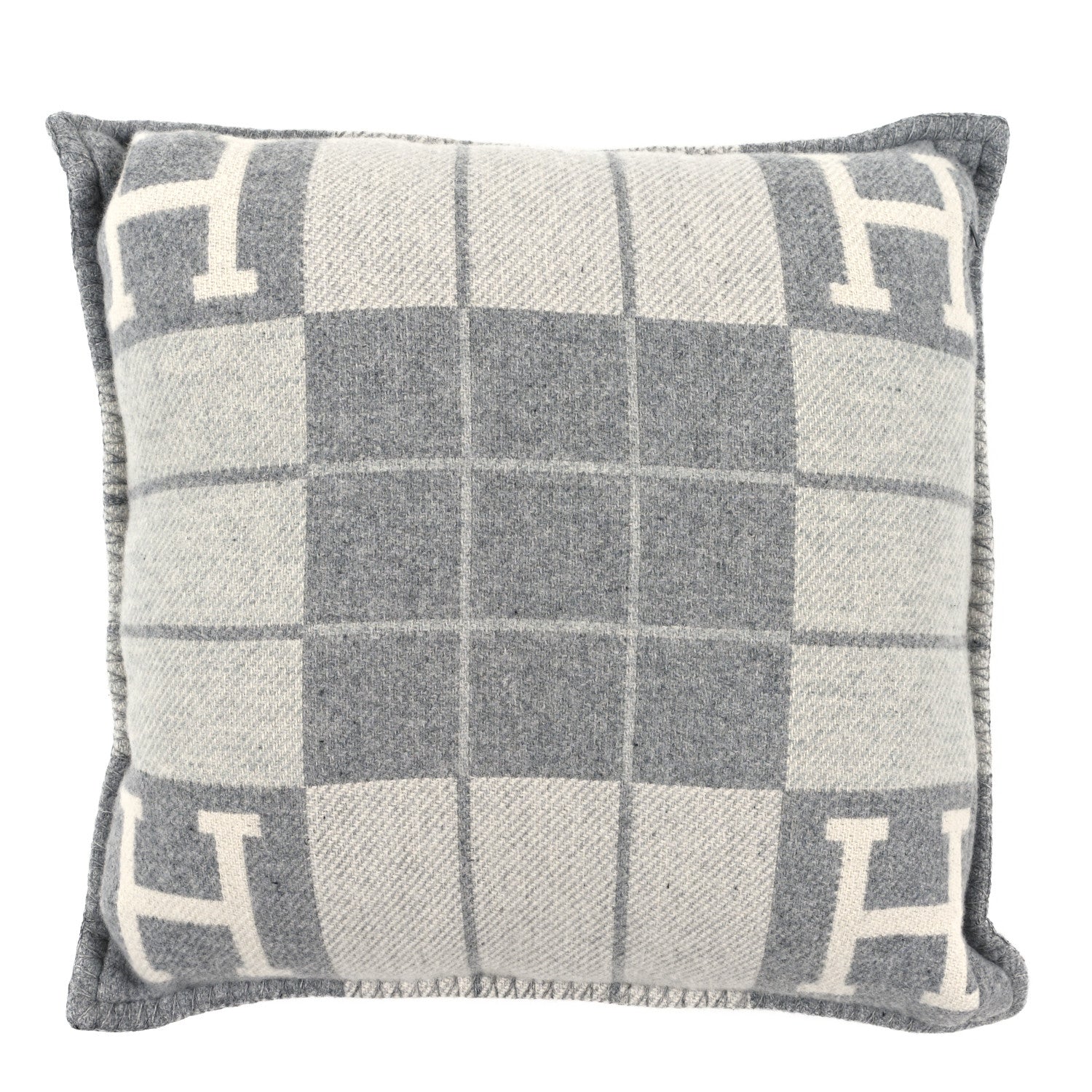 Hermes Wool Cashmere Avalon III Pillow PM Ecru Gris Clair 2 of 3