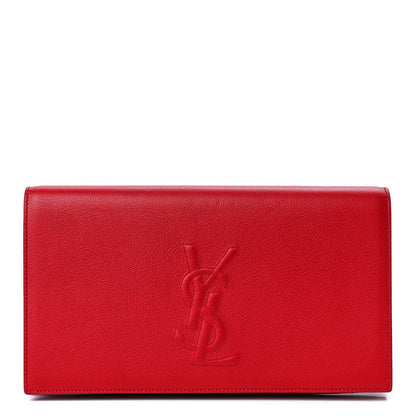 Saint Laurent Calfskin Monogram Large Belle De Jour Clutch Red 1 of 10