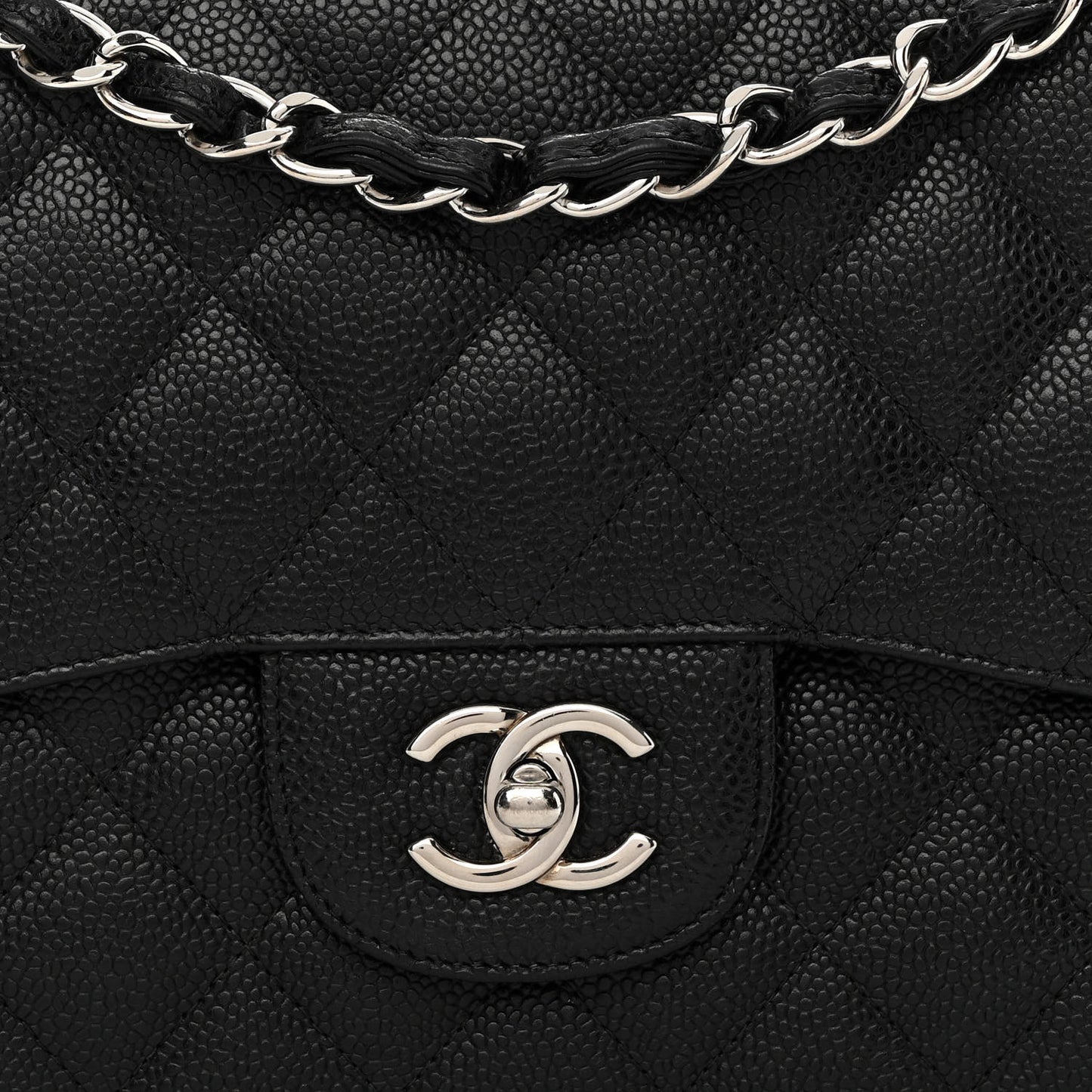 Caviar Quilted Jumbo Double Flap Black