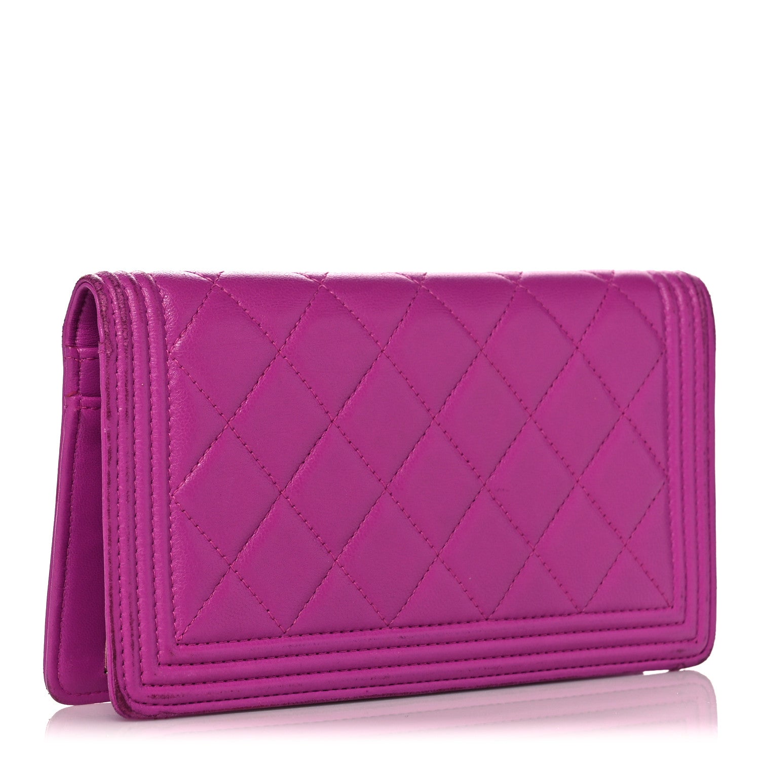 Chanel Lambskin Quilted Boy Yen Wallet Pink 3 of 22