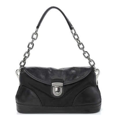 Prada Calfskin Tessuto Nylon Shoulder Bag Black 1 of 11