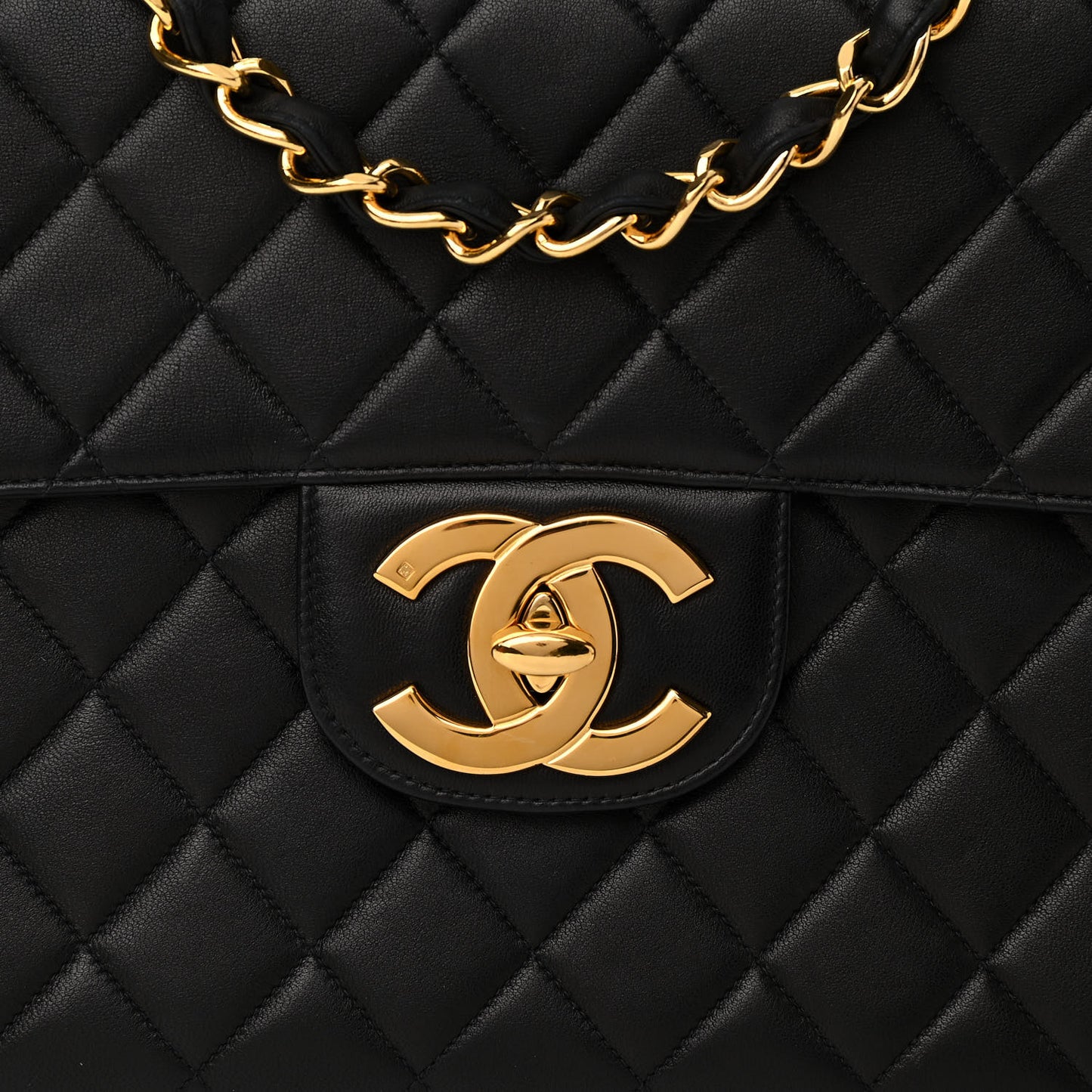 Lambskin Quilted XL Jumbo Single Flap Black