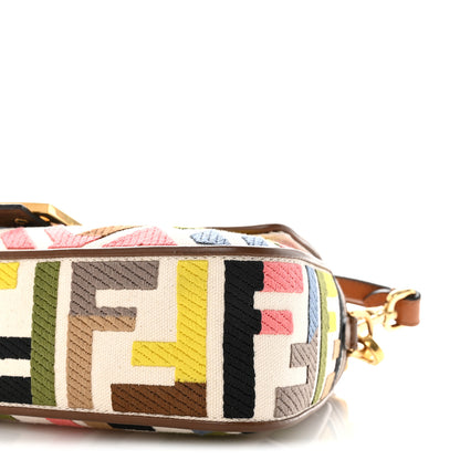 Fendi Canvas Ricamo Vitello King FF Multicolor Embroidered Baguette Grezzo Multicolor Gianduia 9 of 9