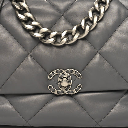 Chanel Lambskin Quilted Large Chanel 19 Flap Grey 8 of 10
