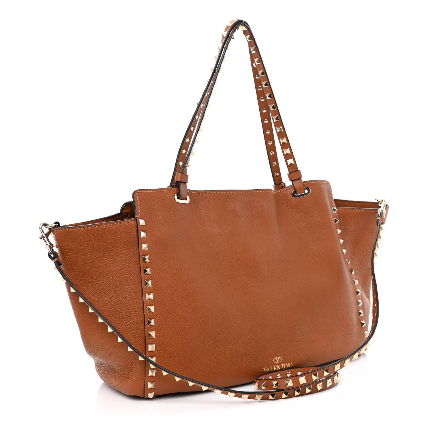 Valentino Garavani Pebbled Calfskin Medium Rockstud Tote Light Cuir 3 of 18