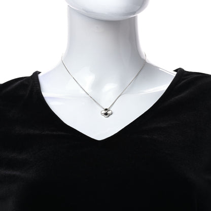 Van Cleef & Arpels 18K White Gold Diamond Guilloche Vintage Alhambra Pendant Necklace 2 of 6
