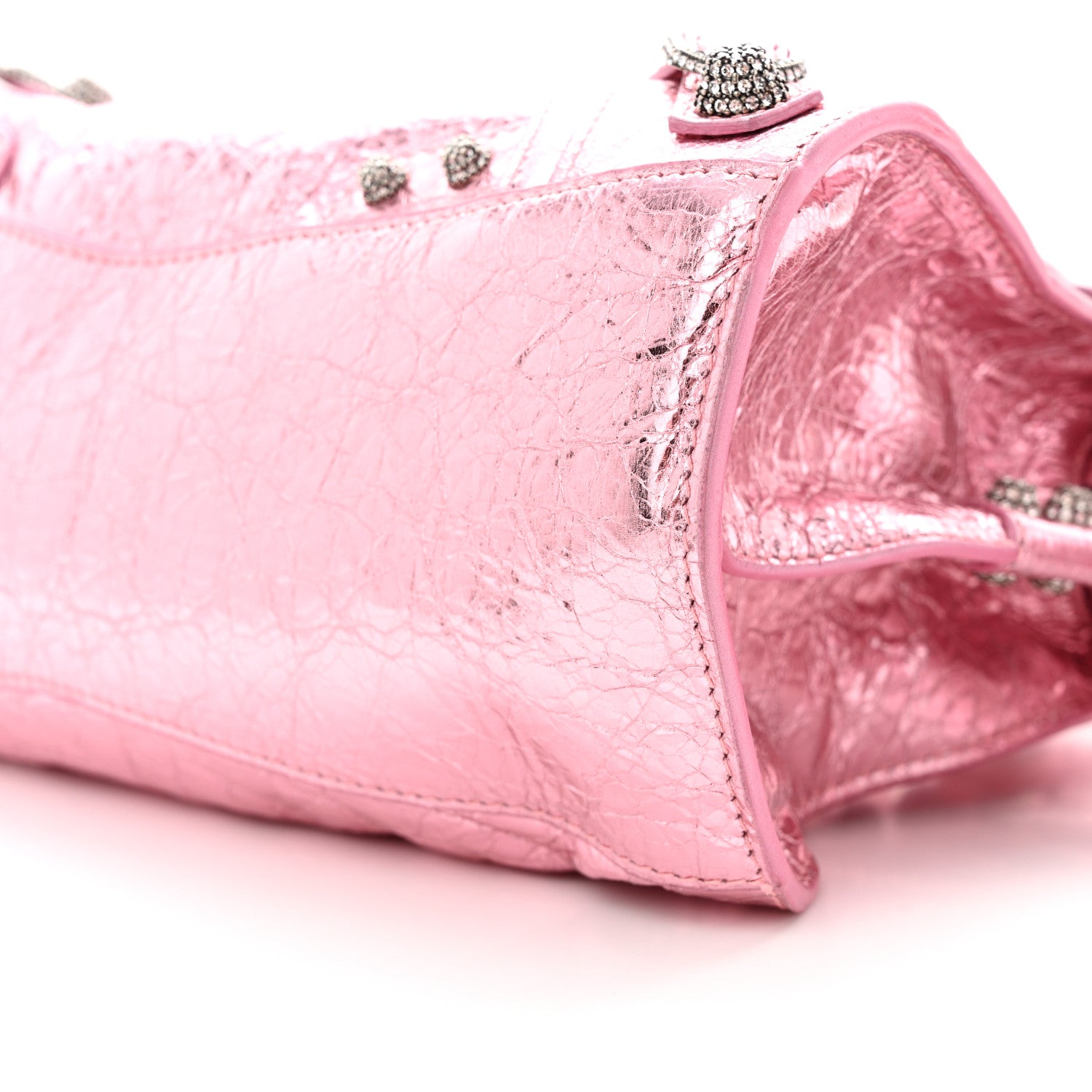 Balenciaga Metallic Agneau Arena Crystal Neo Cagole Handbag XS Met Pink 10 of 10