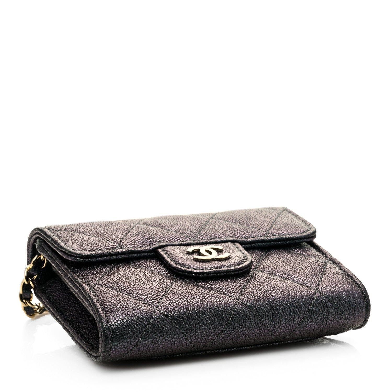 Chanel Iridescent Caviar Quilted Flap Card Holder On Chain Black 4 of 7