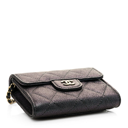 Chanel Iridescent Caviar Quilted Flap Card Holder On Chain Black 4 of 7