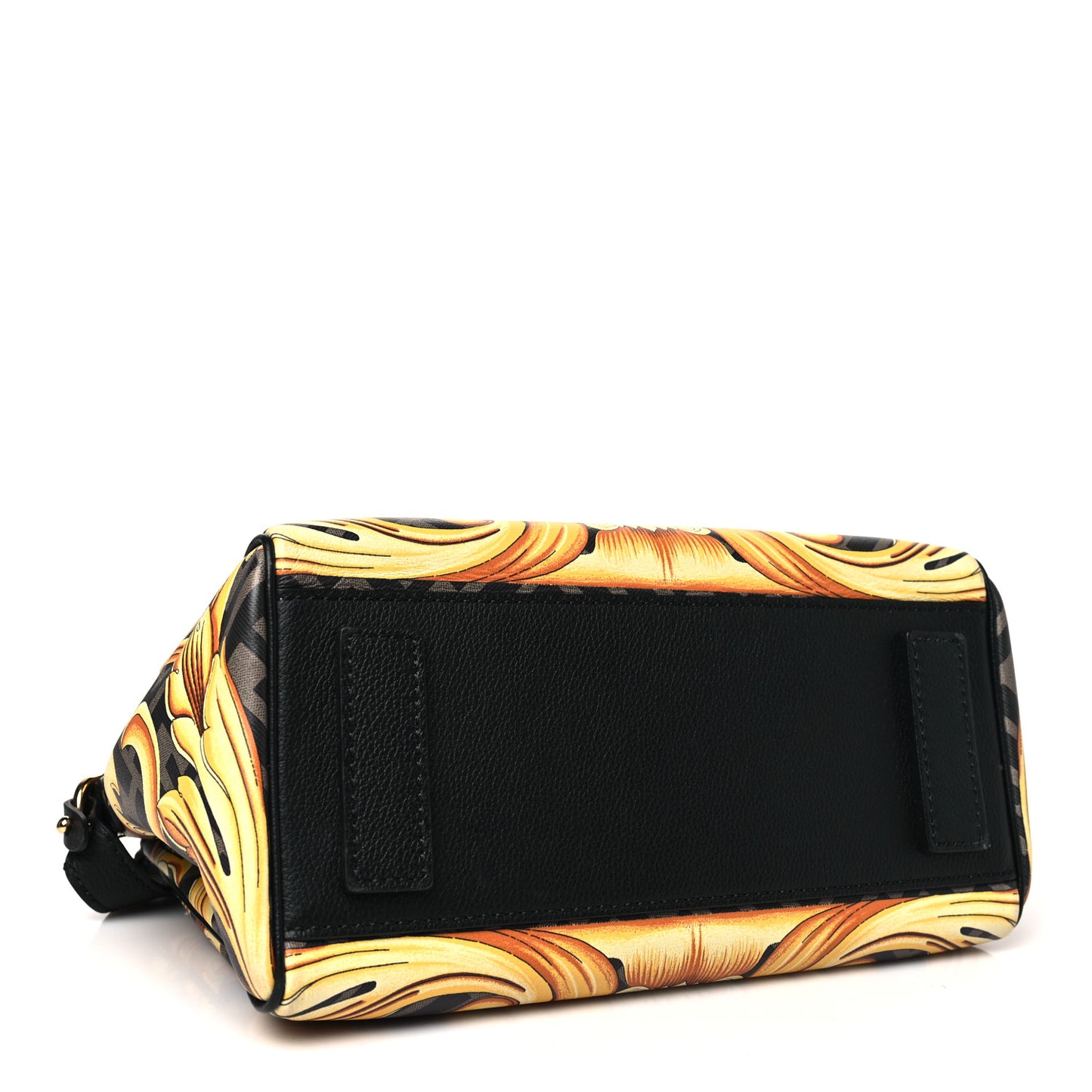 X FENDI Grained Calfskin Fendace La Medusa Medium Top Handle Bag Black Multicolor