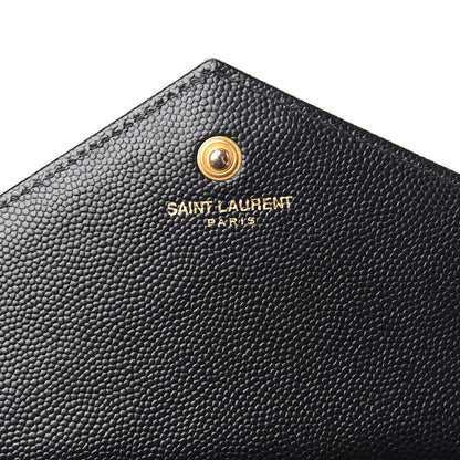Saint Laurent Grain De Poudre Matelasse Chevron Monogram Chain Wallet Black 5 of 10