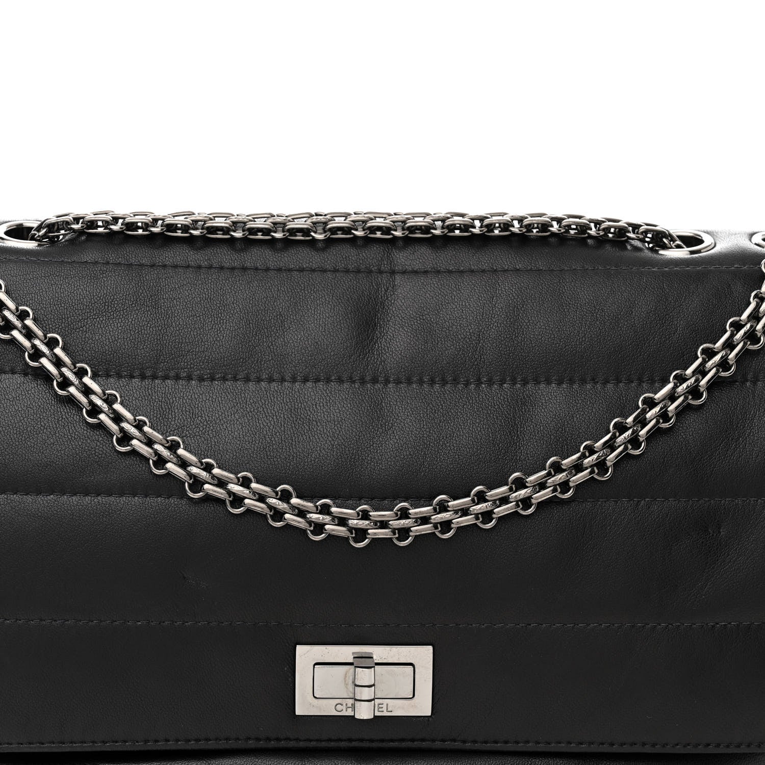 Chanel Lambskin Horizontal Quilt Jumbo Mademoiselle Flap Black 7 of 12