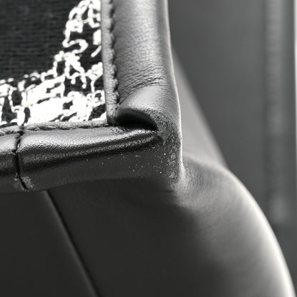 Christian Dior Calfskin Canvas Medium Plan De Paris Book Tote With Strap Black White 11 of 15