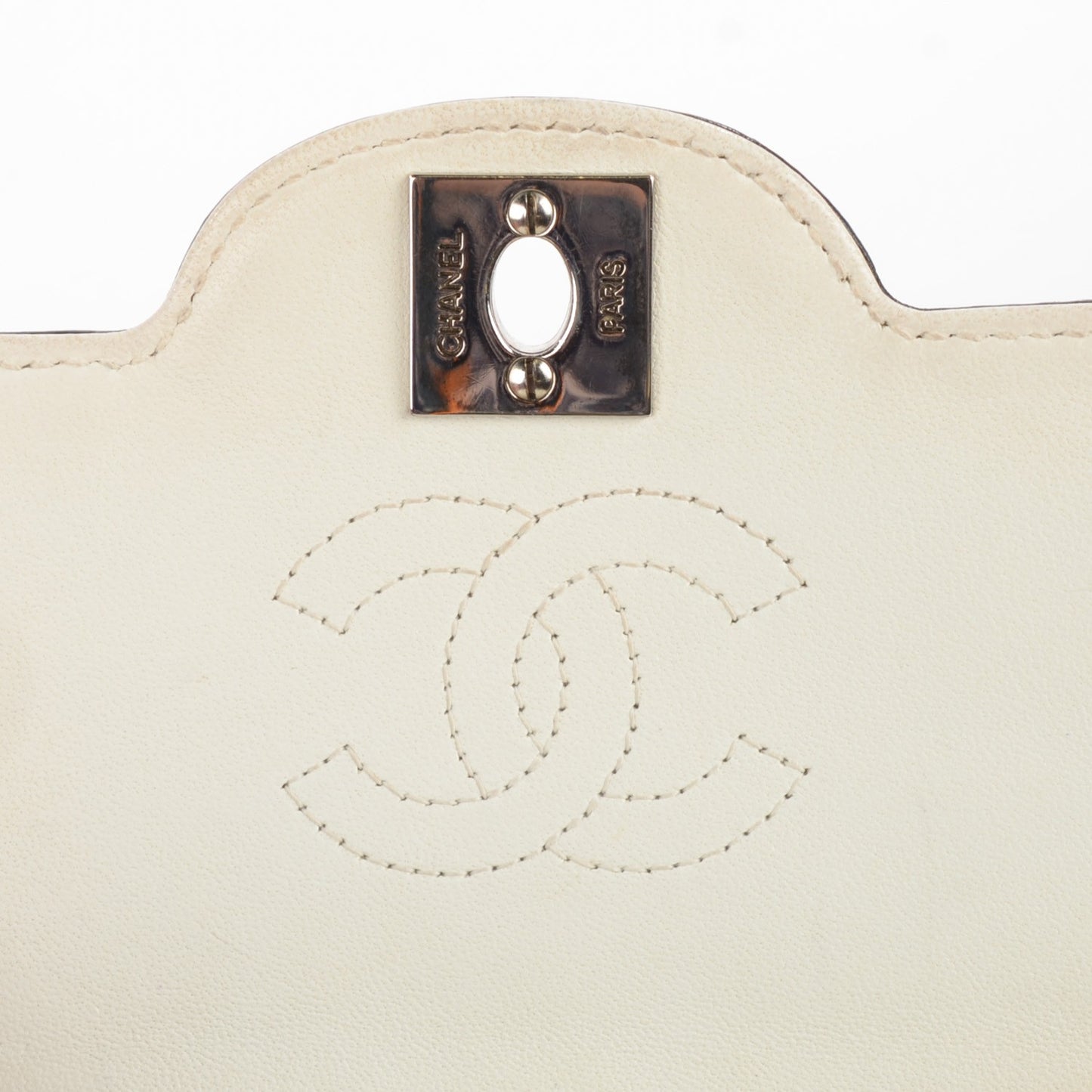 Patent Square Quilt Mini Flap White Black